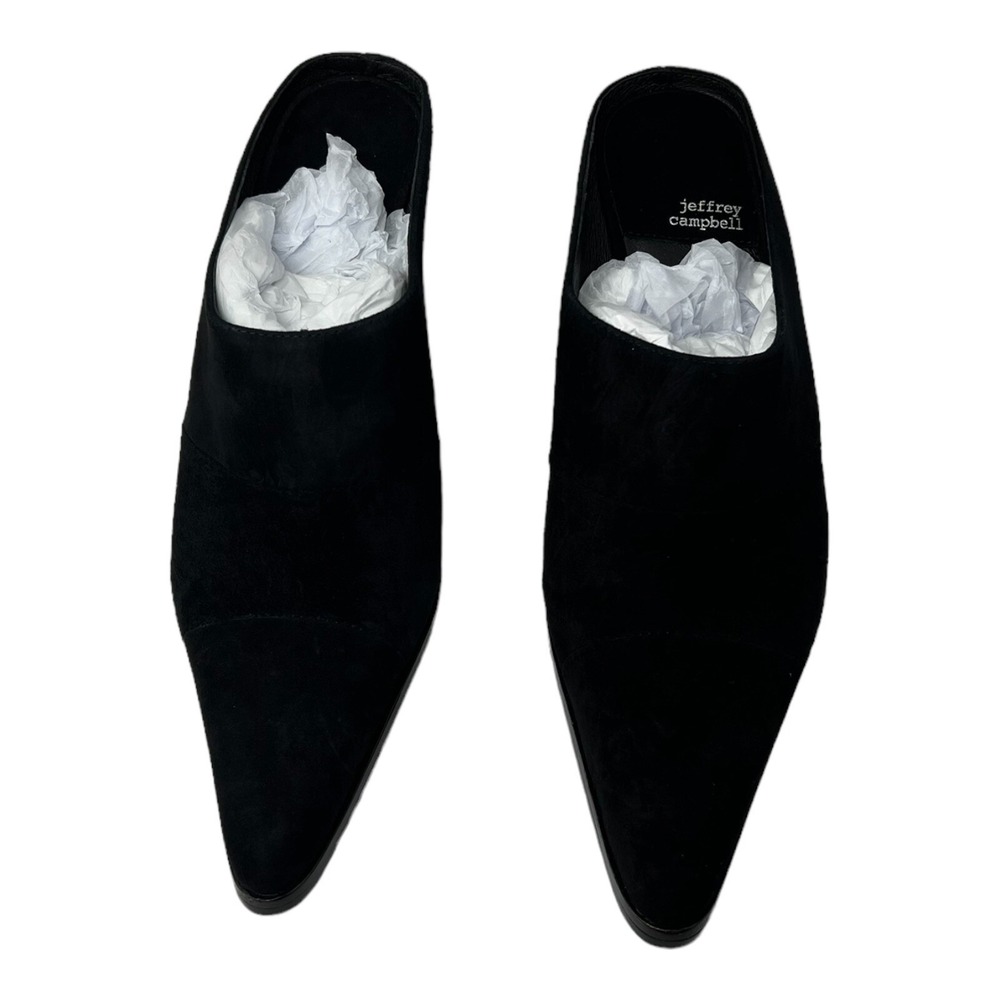 NIB Jeffrey Campbell Women's HoldEm Pointed Toe Stacked Heel Mule Size 10M Black - Picture 5 of 10